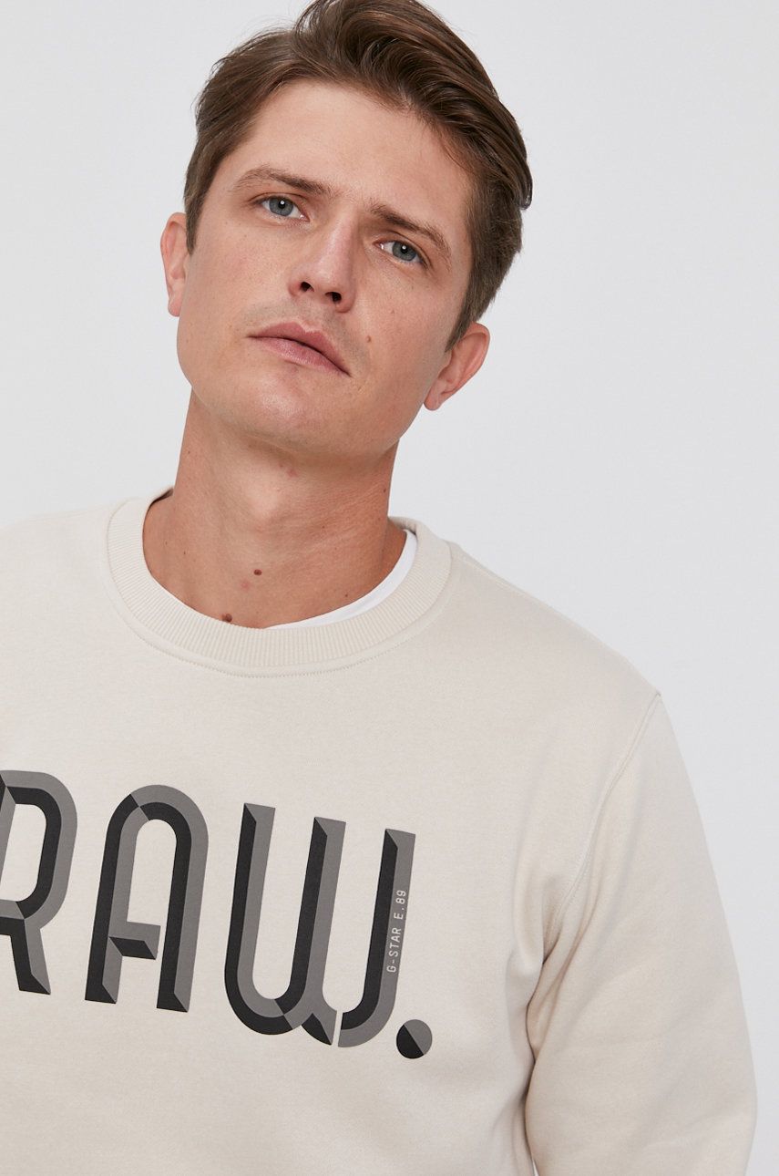G-Star Raw Bluză bărbați, culoarea bej, cu imprimeu answear.ro