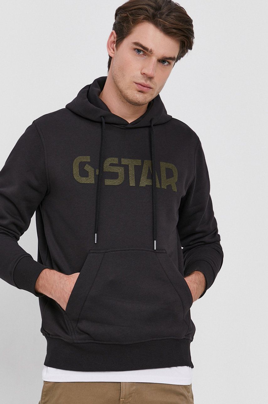 G-Star Raw Bluza D20508.A971 męska kolor czarny z kapturem z aplikacją
