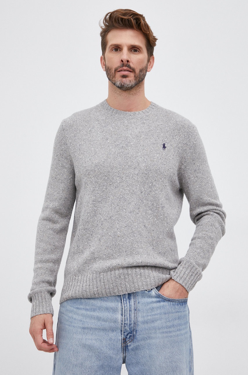 

Вълнен пуловер Polo Ralph Lauren мъжки в сиво, Сив