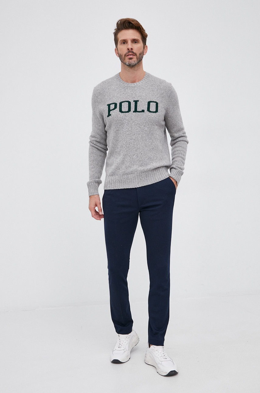 

Шерстяной свитер Polo Ralph Lauren мужской цвет серый