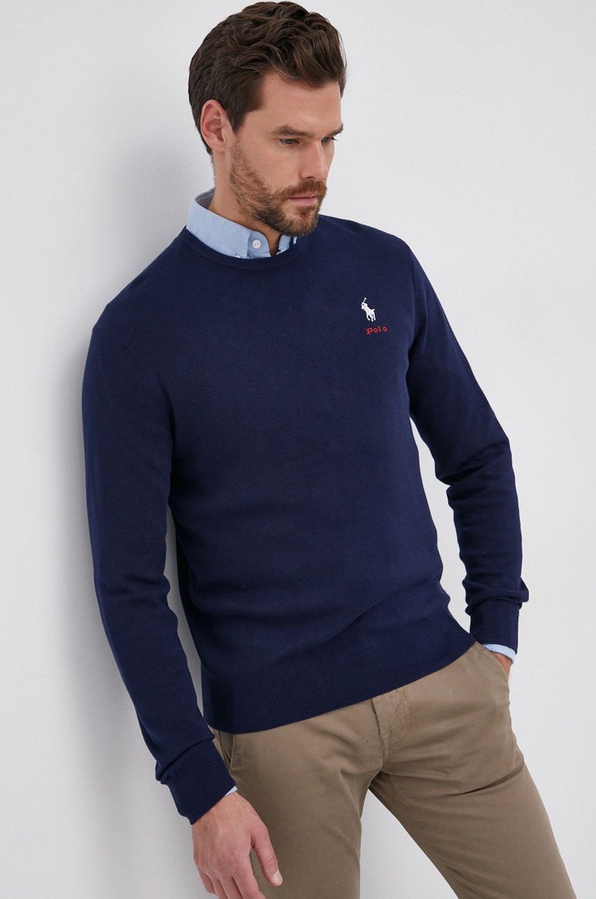

Памучен пуловер Polo Ralph Lauren мъжки в тъмносиньо от лека материя, Тъмносин