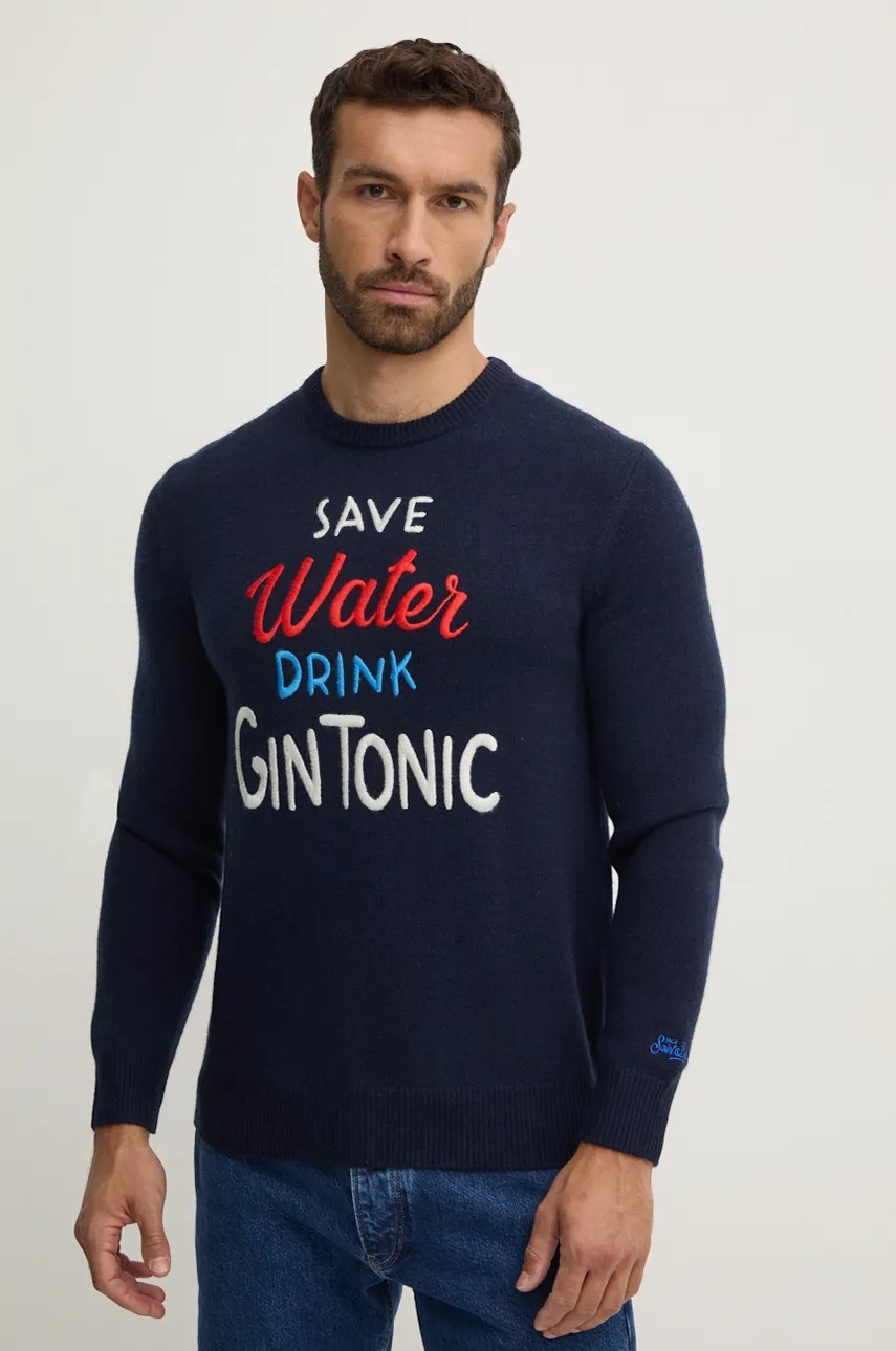 

Вълнен пуловер MC2 Saint Barth мъжки в тъмносиньо, Тъмносин