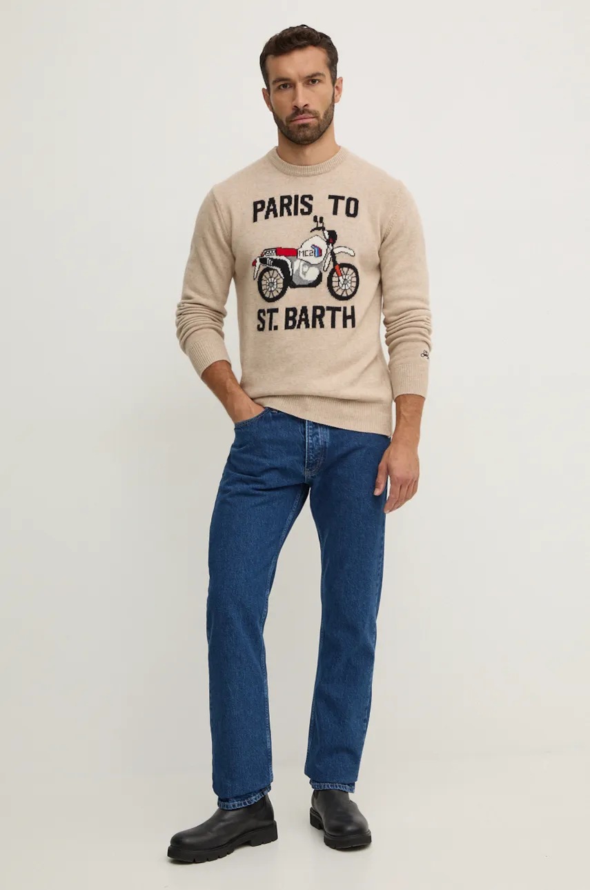 Шерстяной свитер MC2 Saint Barth мужской цвет бежевый Шерстяной свитер MC2 Saint Barth мужской цвет бежевый