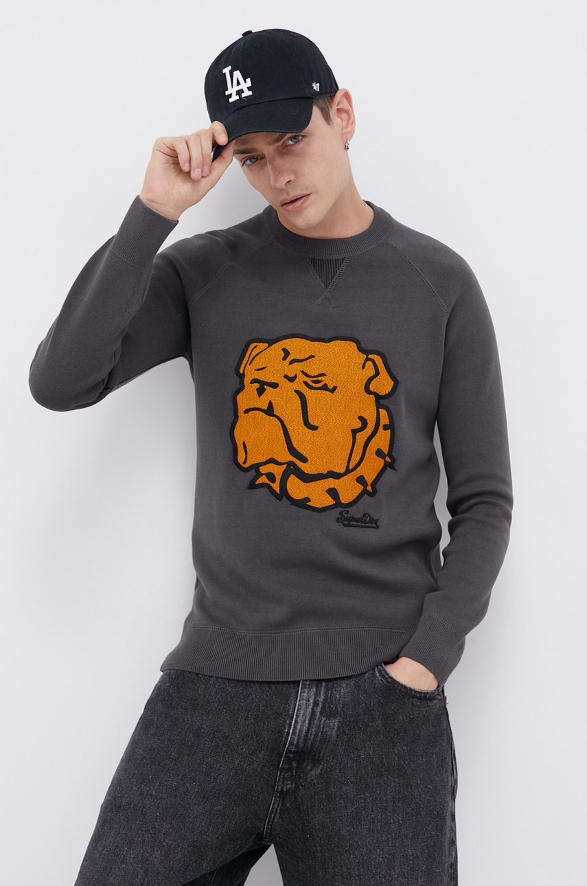 

Пуловер Superdry мъжки в сиво, Сив