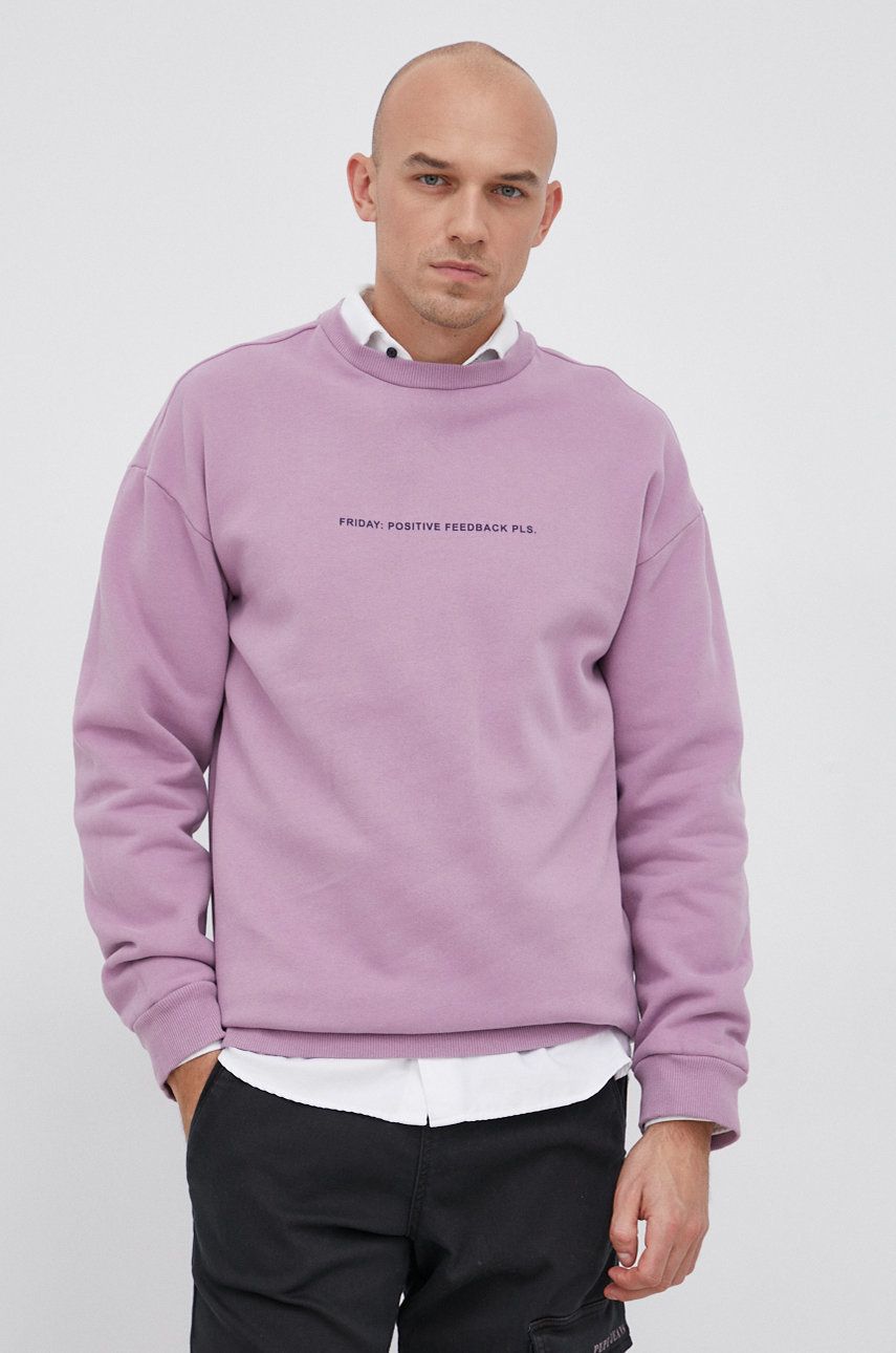 United Colors of Benetton Bluză bărbați, culoarea violet, cu imprimeu