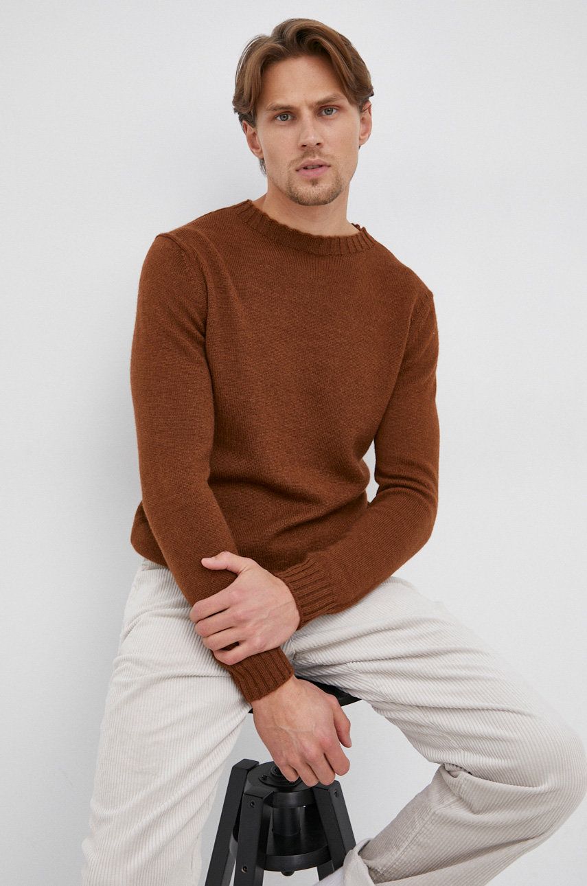 Sisley Pulover de lână bărbați, culoarea maro, light answear imagine noua