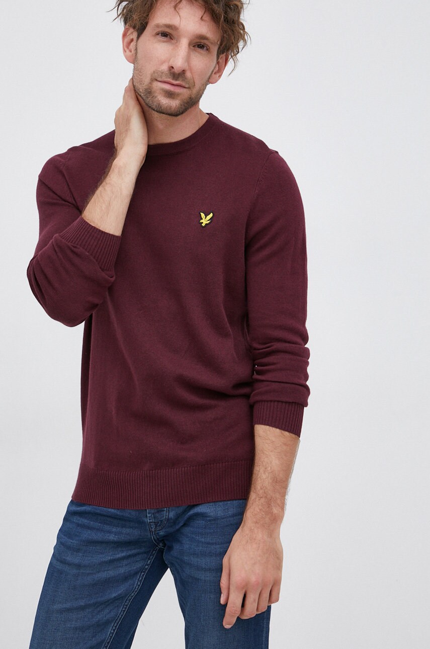 Lyle & scott pulover bărbați, culoarea bordo, light