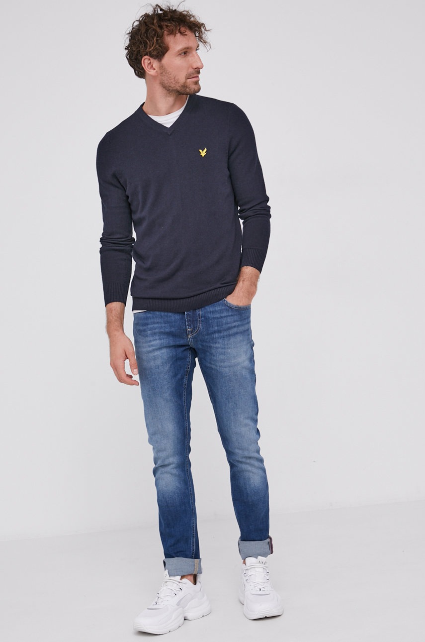 

Lyle & Scott - Пуловер с вълна, Тъмносин