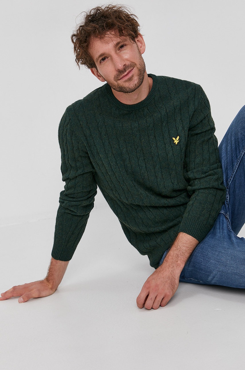 

Lyle & Scott - Пуловер с вълна, Зелен