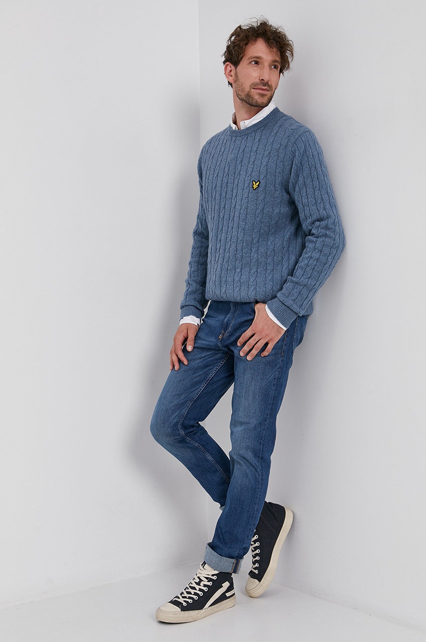 

Lyle & Scott - Пуловер с вълна, Виолетов