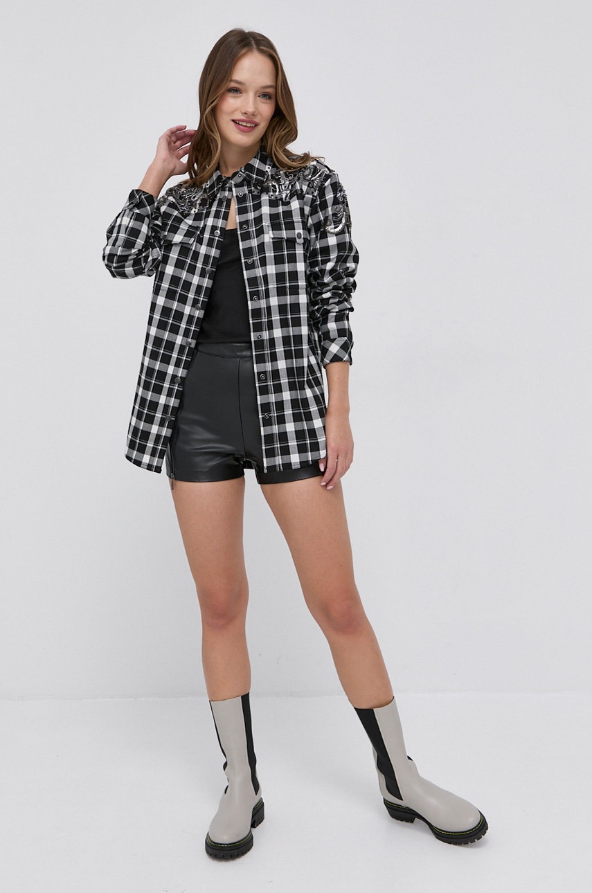 

Шорты Guess женские цвет серый гладкие высокая посадка