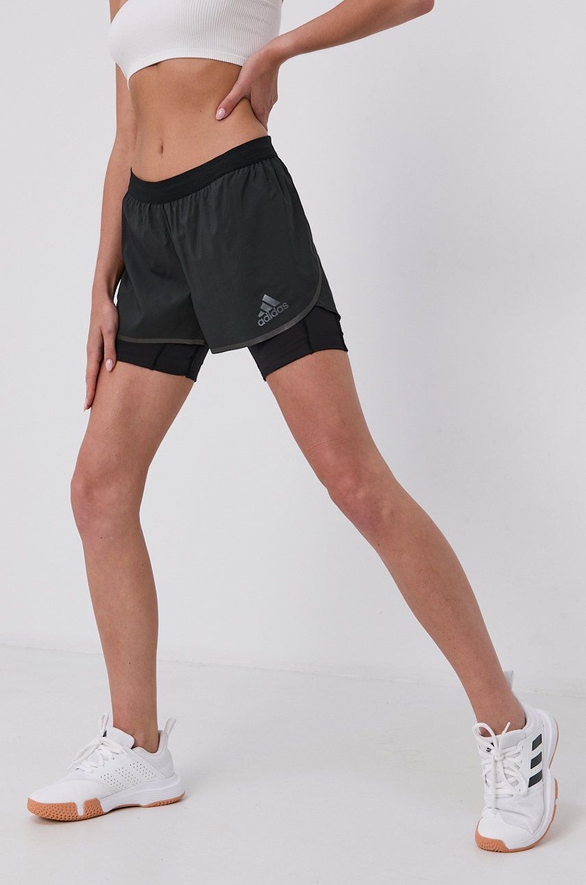 Adidas Performance Pantaloni scurți femei, culoarea negru, material neted, medium waist adidas Performance adidas Performance