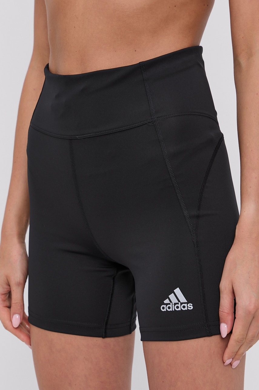 Levně Kraťasy adidas Performance GU3835 dámské, černá barva, hladké, medium waist