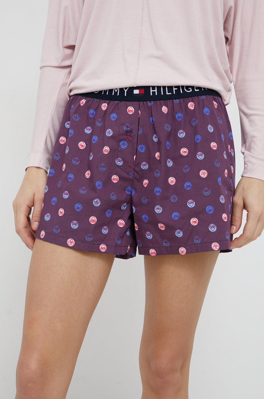 

Късо долнище на пижама Tommy Hilfiger дамско в лилаво, Виолетов