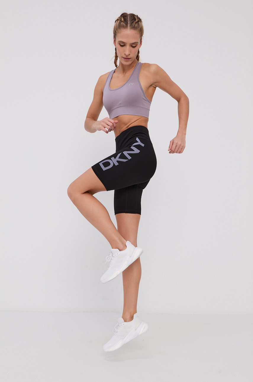 

Шорти Dkny жіночі колір чорний гладкі висока посадка