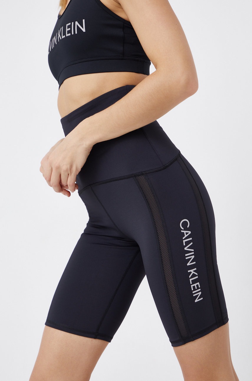 

Къс панталон Calvin Klein Performance дамски в черно с изчистен дизайн с висока талия, Черен