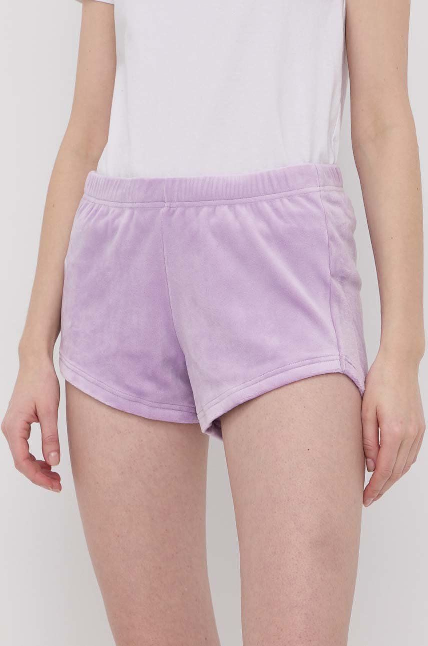 UGG pantaloni scurti femei, culoarea roz, neted, medium waist answear.ro