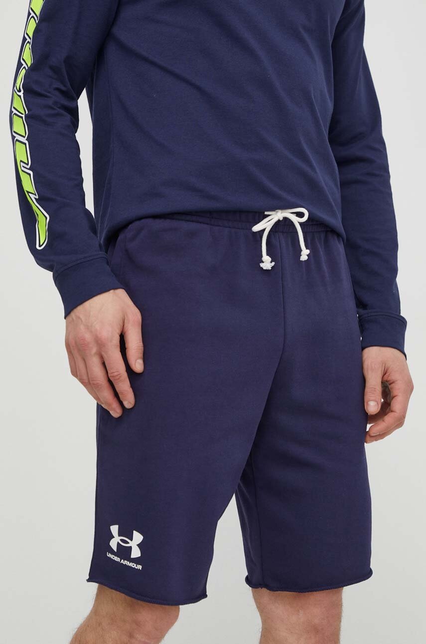 Under Armour pantaloni scurti barbati, culoarea albastru marin