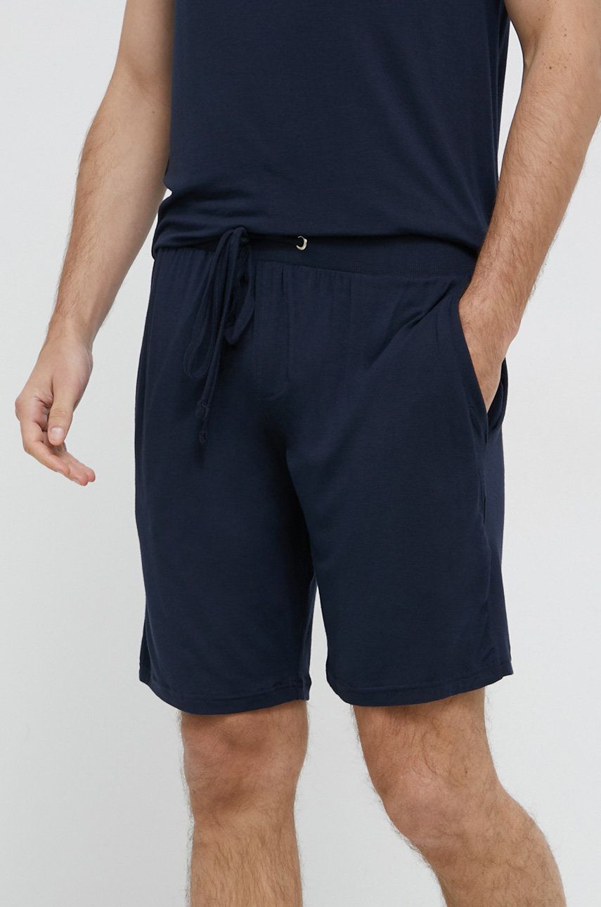 Ted Baker Pantaloni scurți de pijama bărbați, culoarea albastru marin, material neted answear.ro
