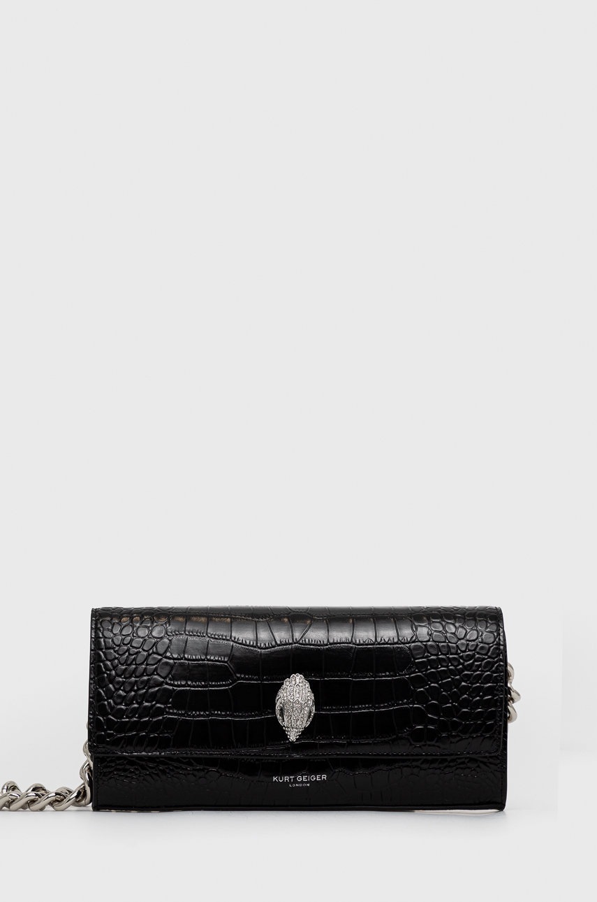 

Кожен клъч Kurt Geiger London в черно, Черен