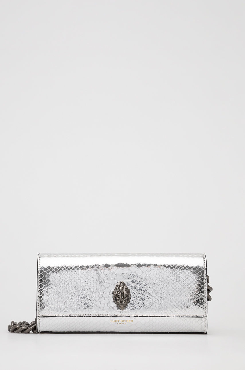 

Кожен клъч Kurt Geiger London в сребристо, Сребърен
