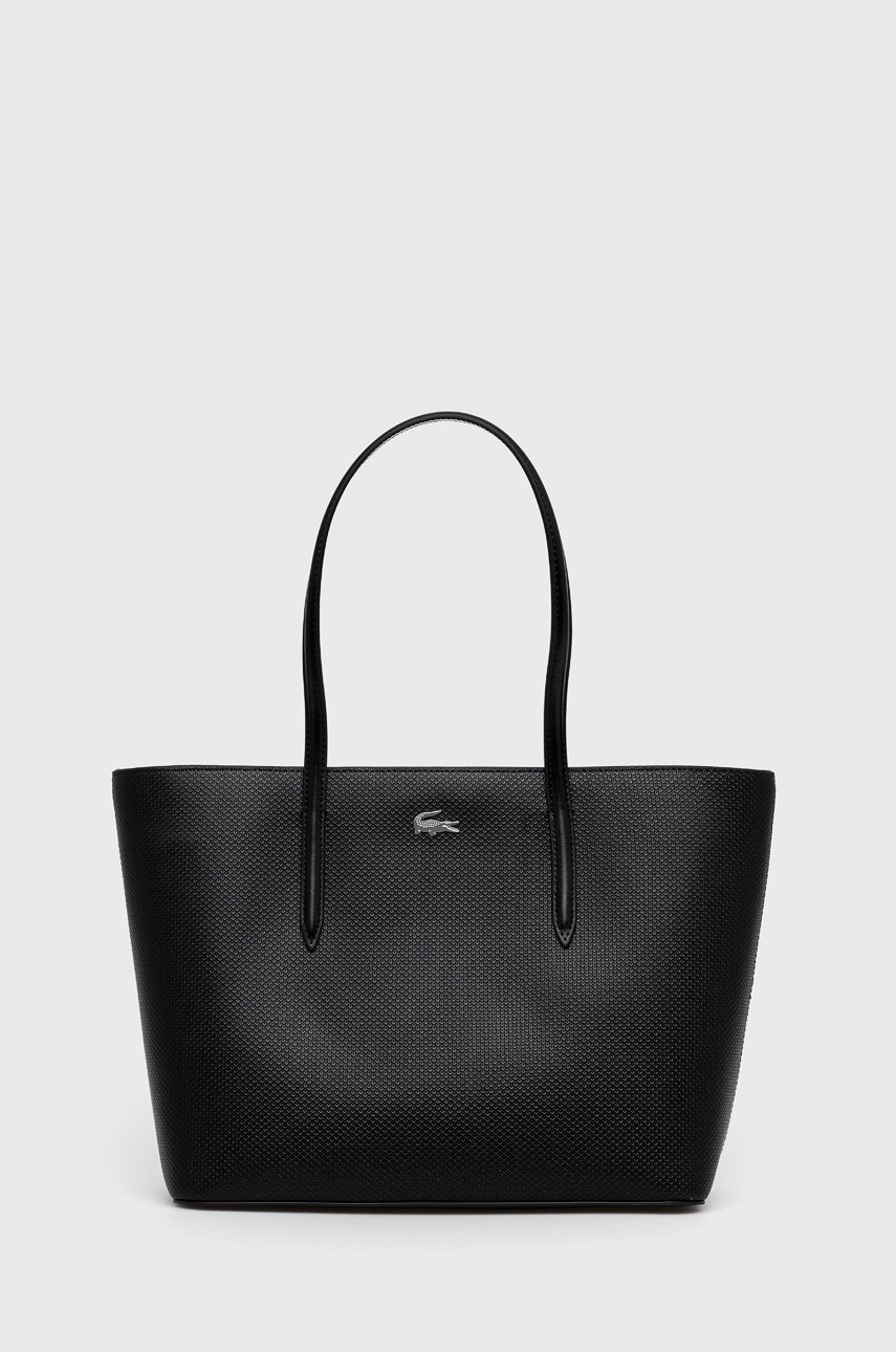 

Кожена чанта Lacoste в черно, Черен