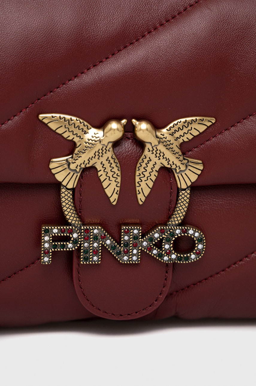 

Кожаная сумочка Pinko цвет бордовый