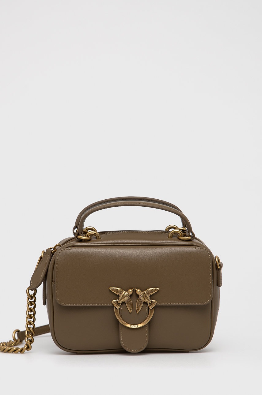 

Кожена чанта Pinko в кафяво, Кафяв