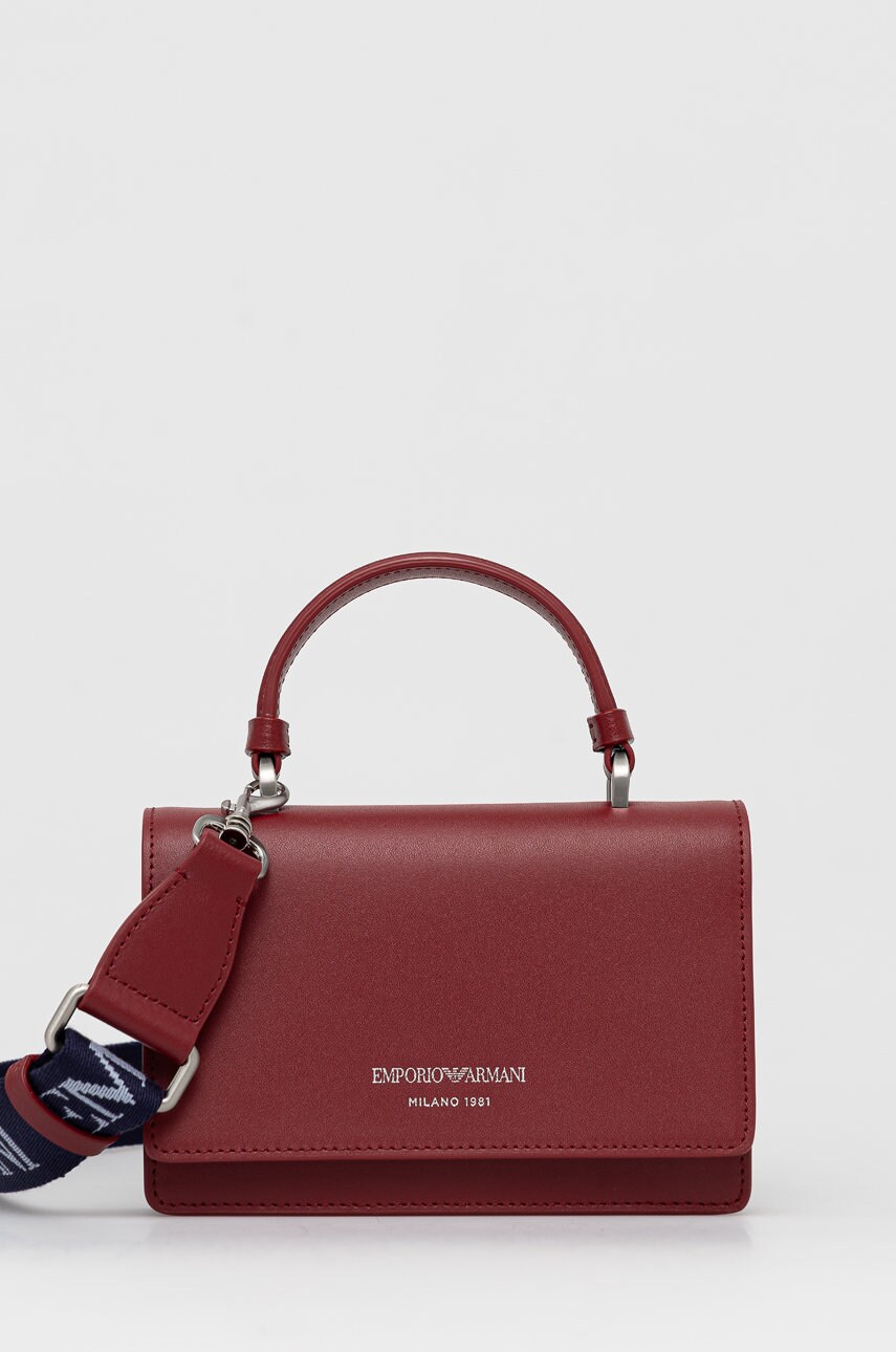 Emporio armani poșetă de piele culoarea bordo