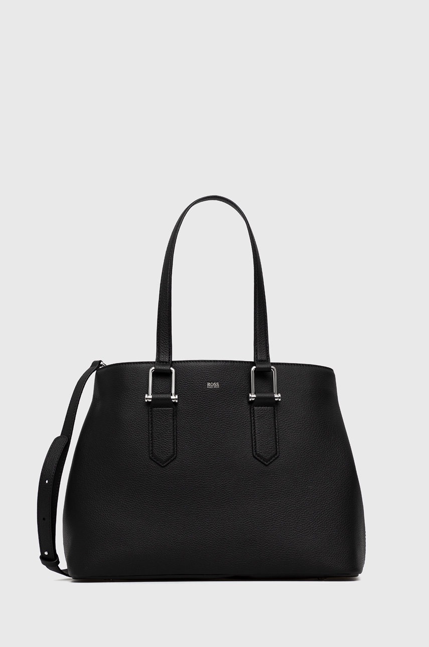 

Кожена чанта Boss в черно, Черен
