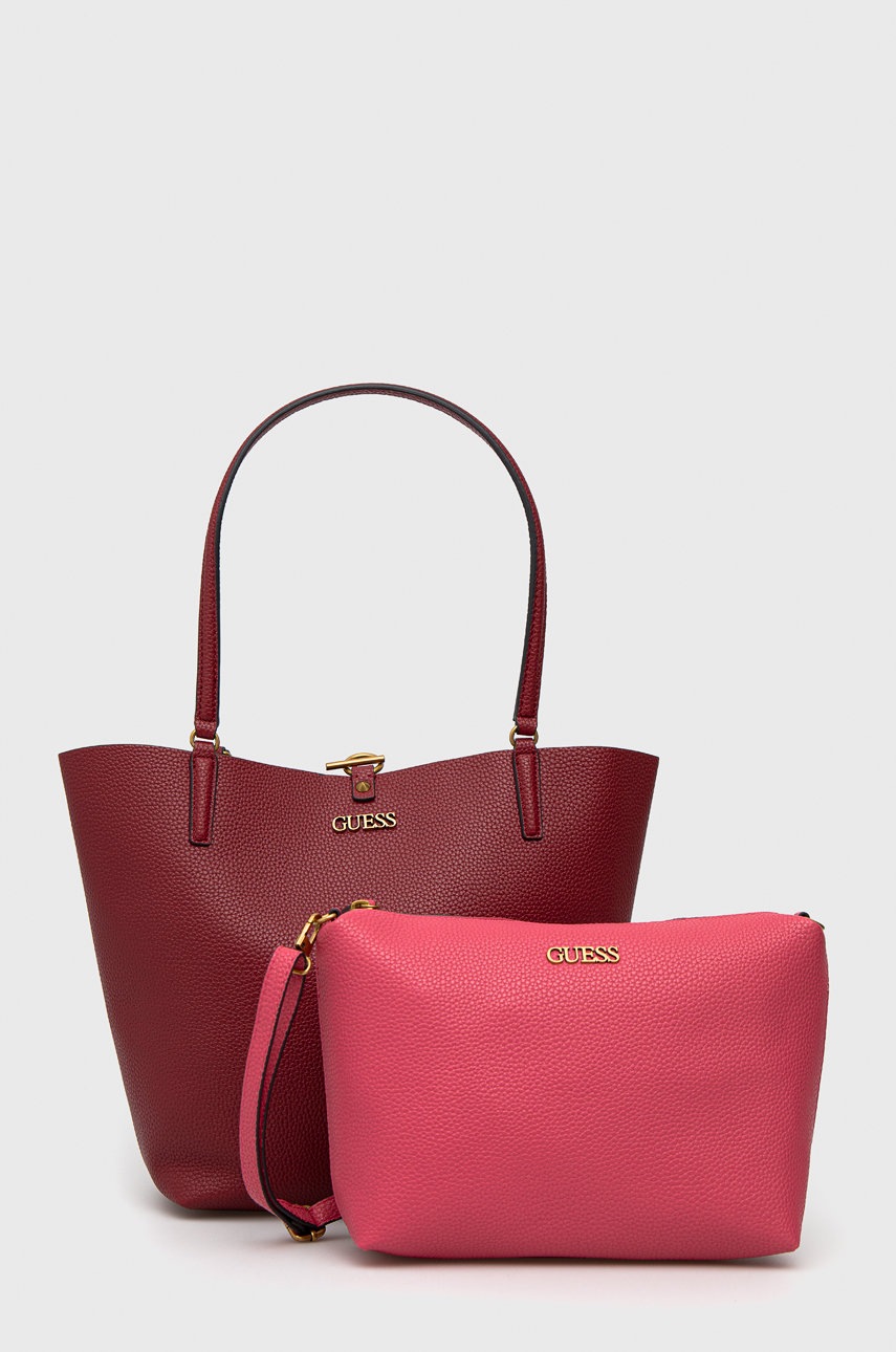 

Чанта с две лица Guess в червено, Червен