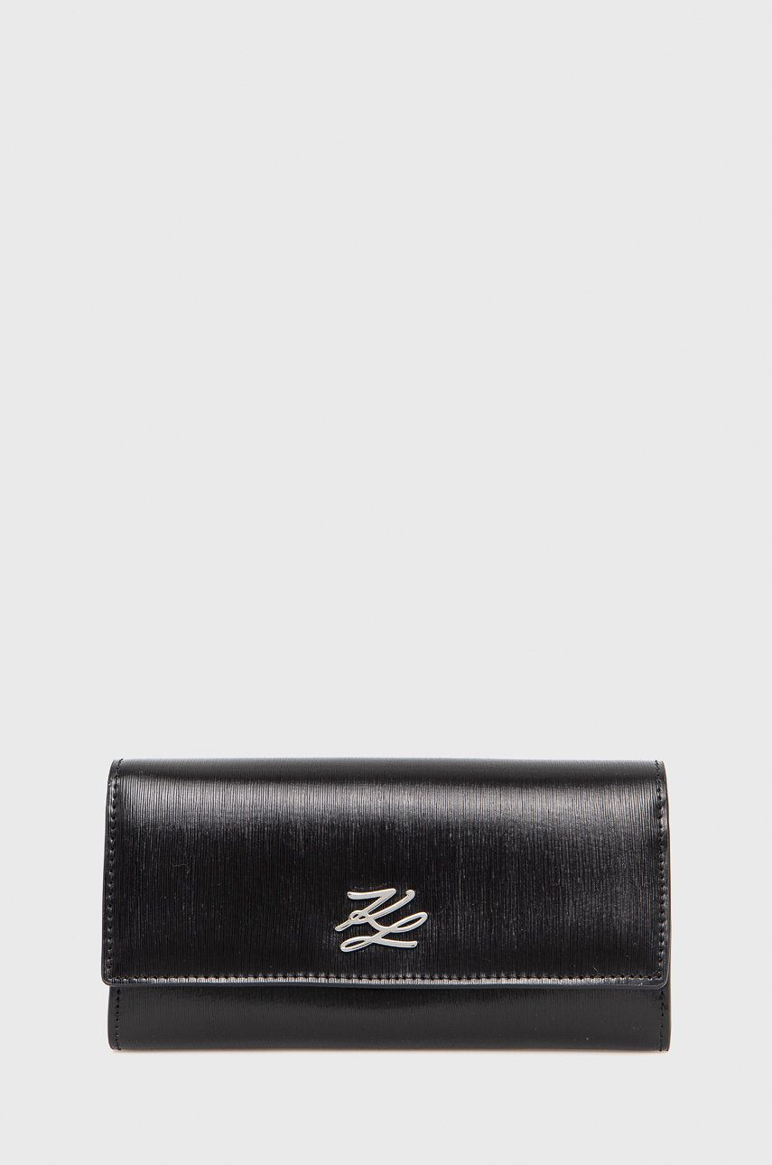 Karl Lagerfeld Portofel de piele culoarea negru