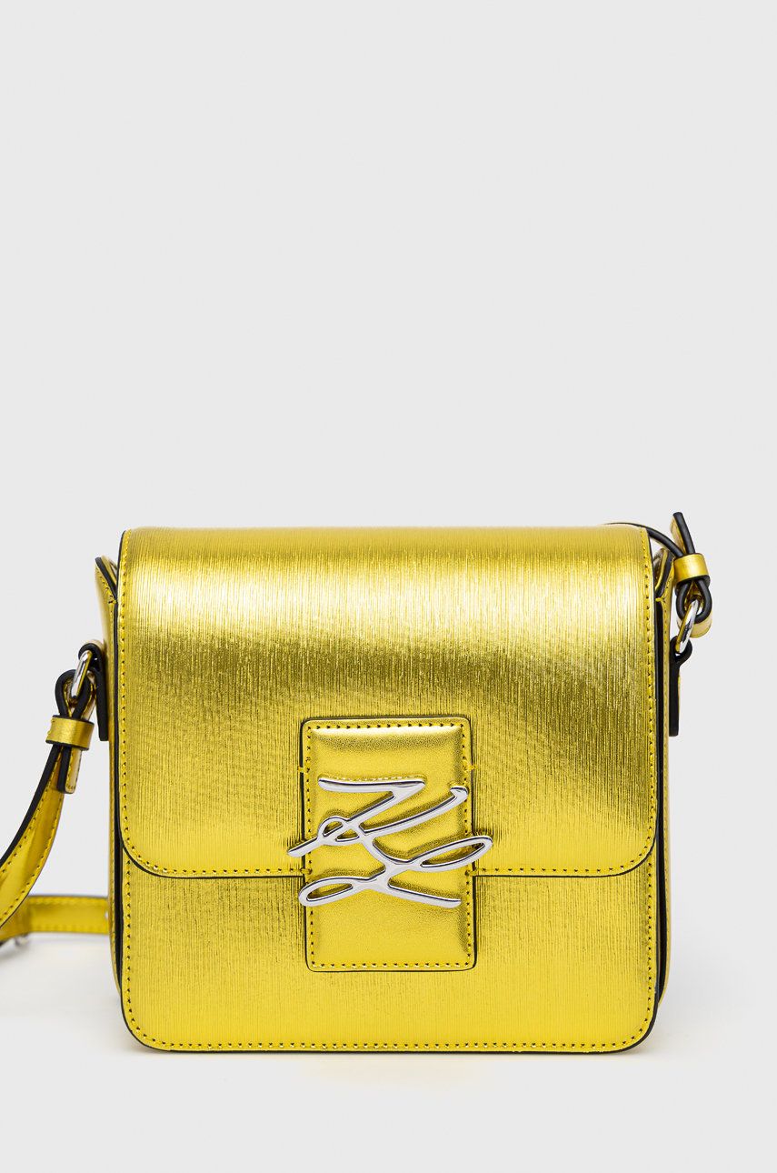 Karl Lagerfeld Poșetă de piele culoarea galben answear.ro