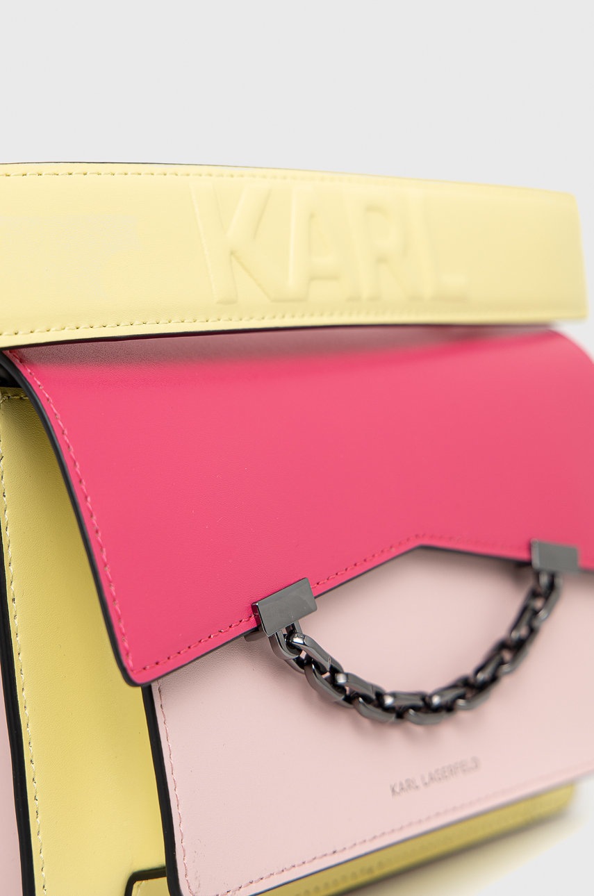 

Кожаная сумочка Karl Lagerfeld цвет розовый