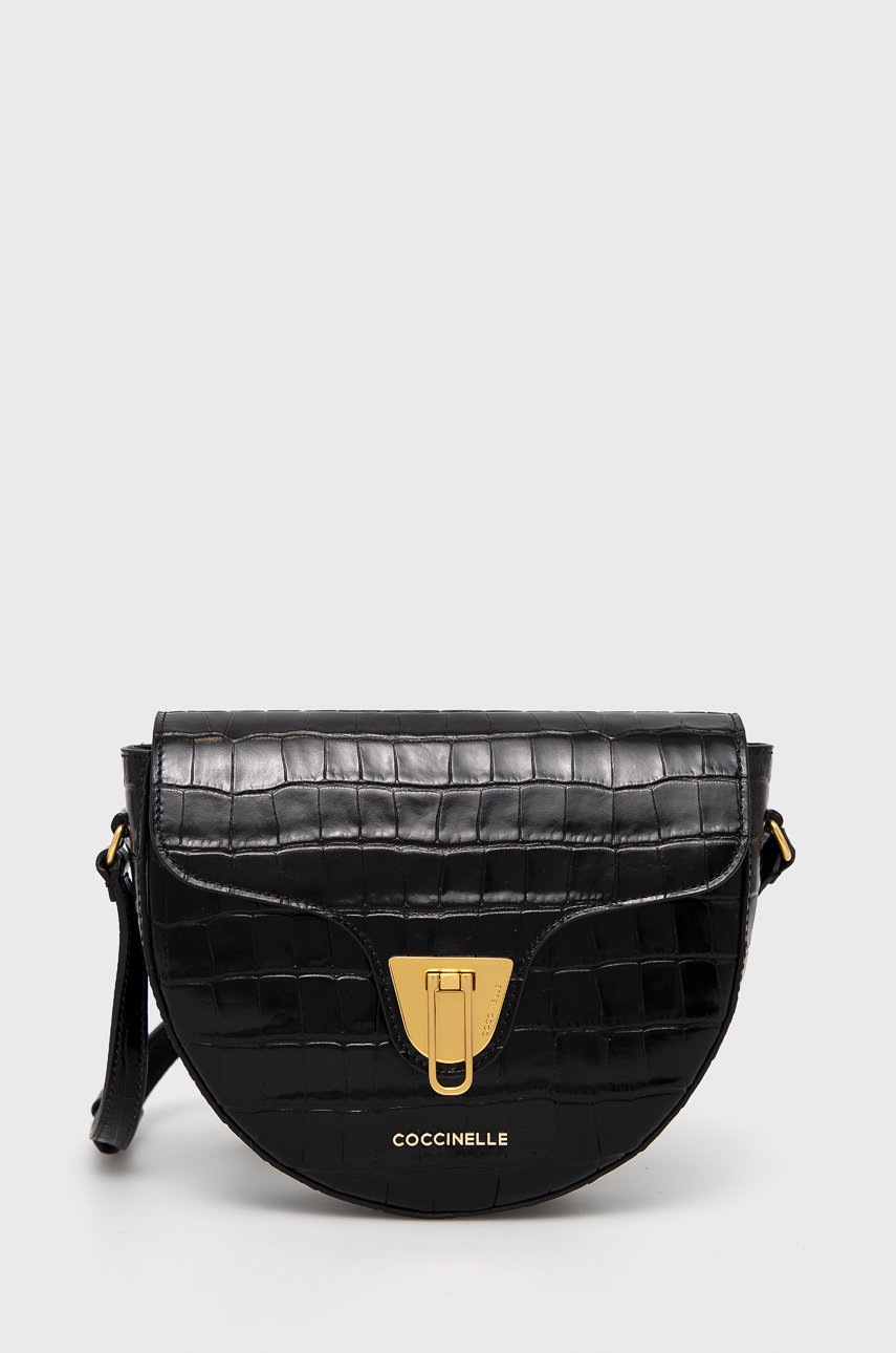 

Кожена чанта Coccinelle в черно, Черен