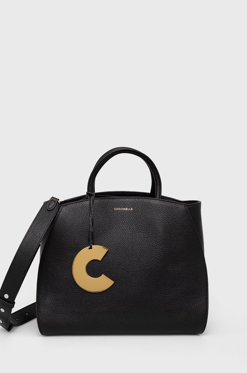 

Coccinelle - Кожена чанта Concrete, Черен