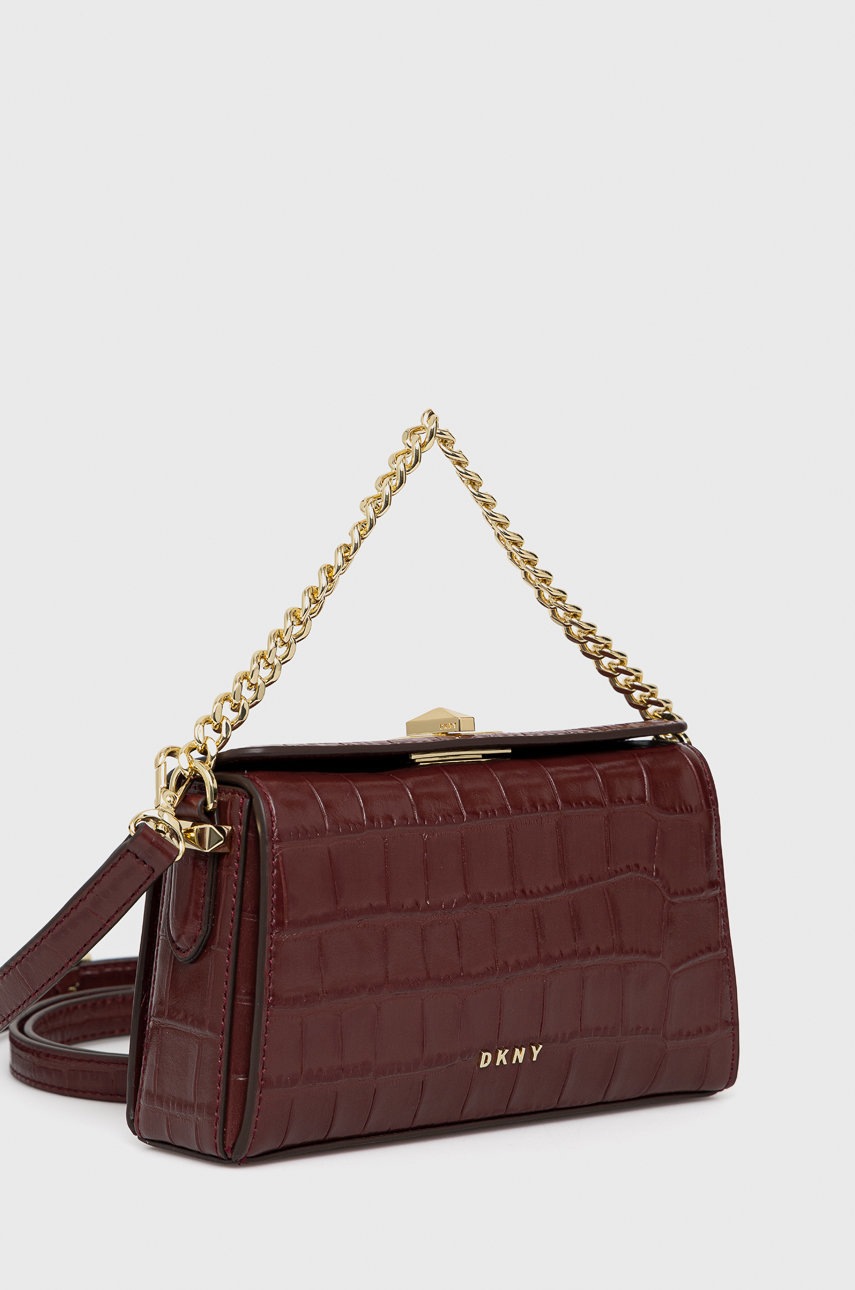 

Шкіряна сумка Dkny колір бордовий