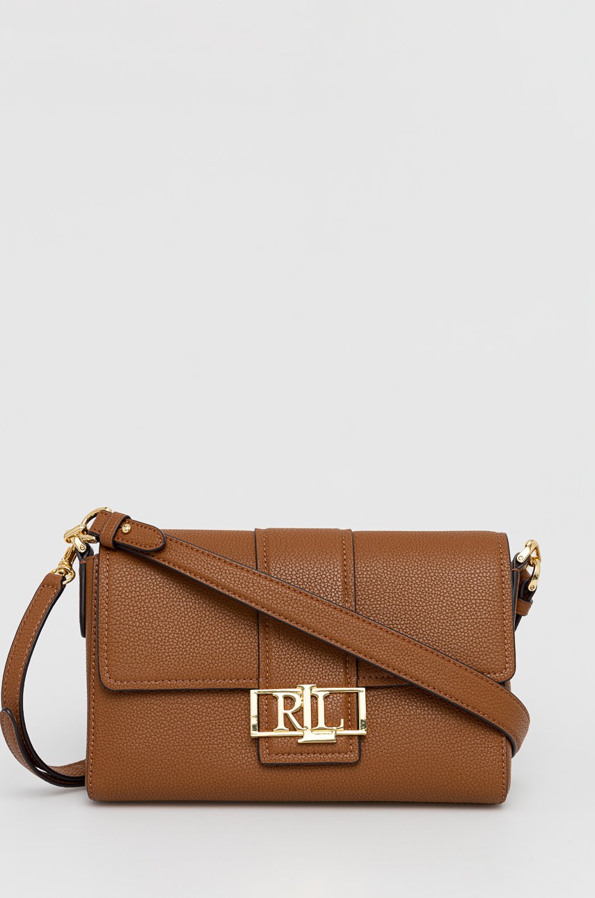 

Кожена чанта Lauren Ralph Lauren в кафяво, Кафяв
