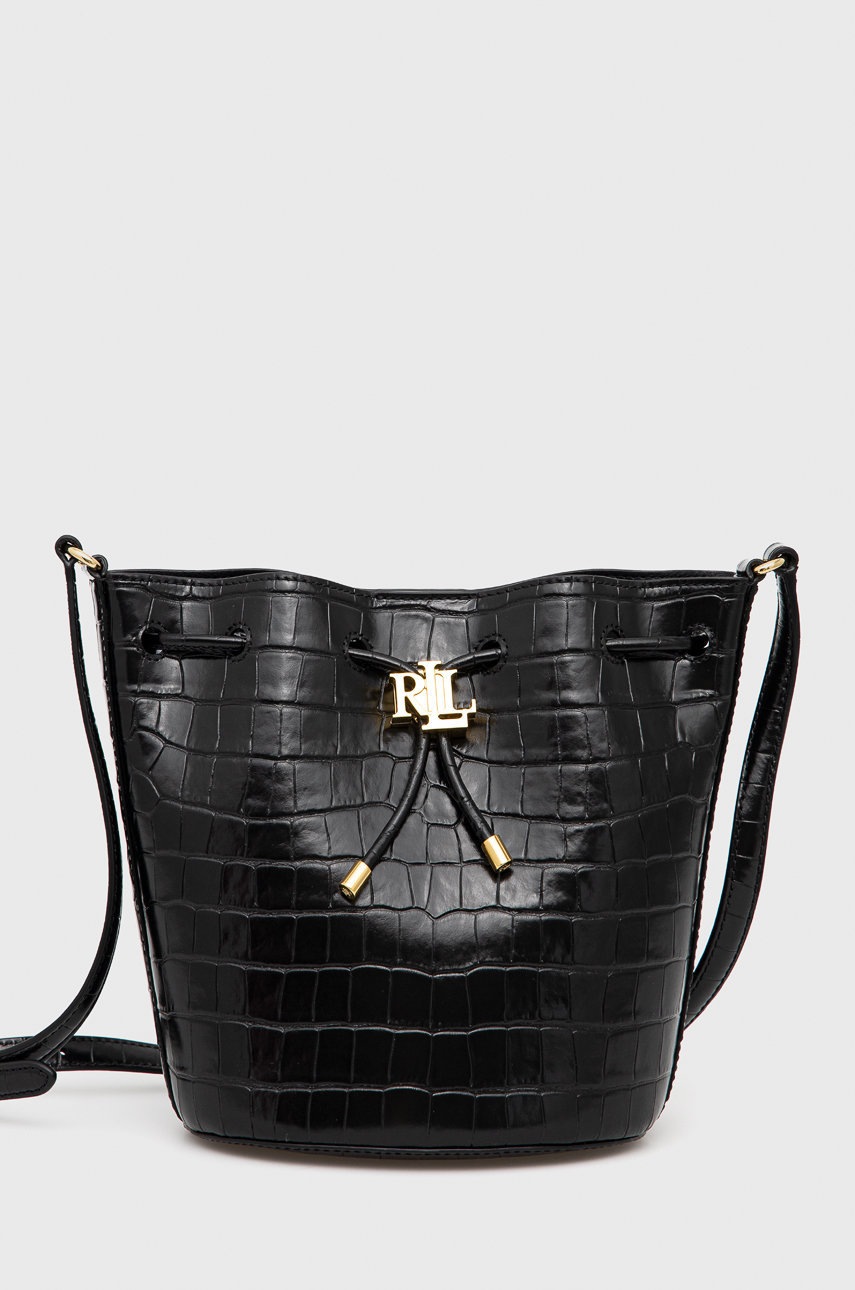 

Кожена чанта Lauren Ralph Lauren в черно, Черен