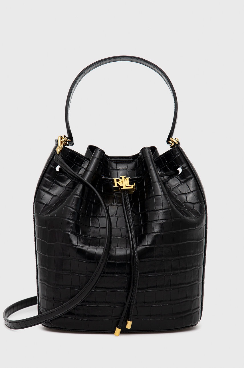 

Кожена чанта Lauren Ralph Lauren в черно, Черен