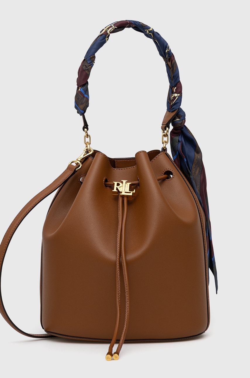 

Кожена чанта Lauren Ralph Lauren в кафяво, Кафяв