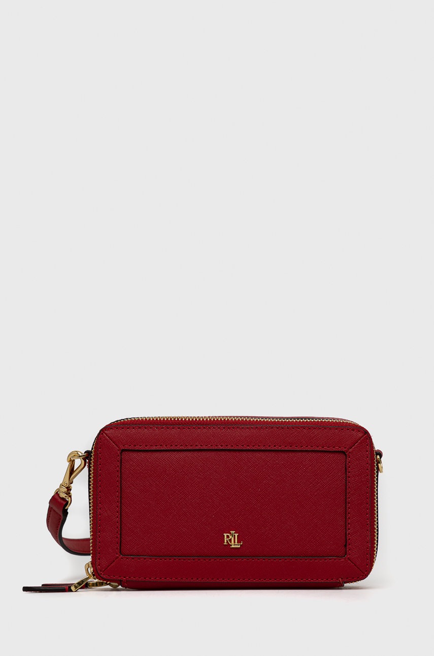 

Кожена чанта Lauren Ralph Lauren в червено, Червен