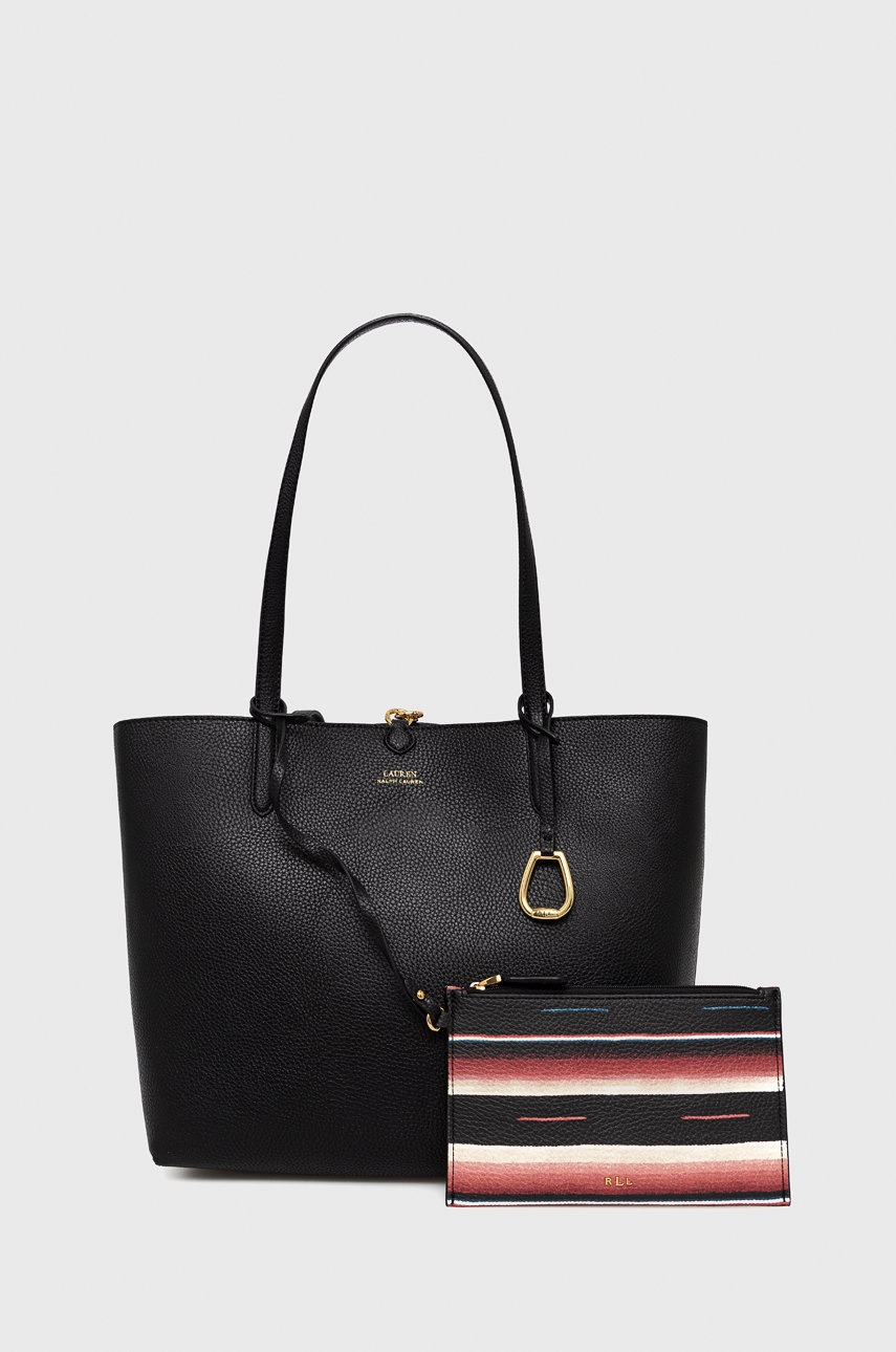 

Чанта с две лица Lauren Ralph Lauren в черно, Черен
