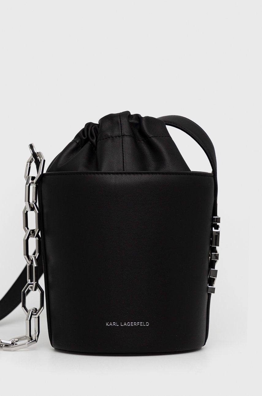 Karl Lagerfeld Poșetă de piele culoarea negru answear.ro imagine 2022 13clothing.ro