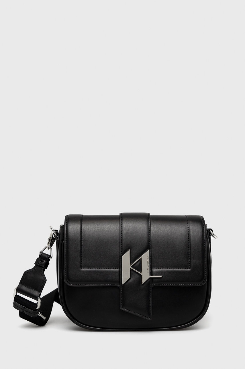 

Кожена чанта Karl Lagerfeld в черно, Черен