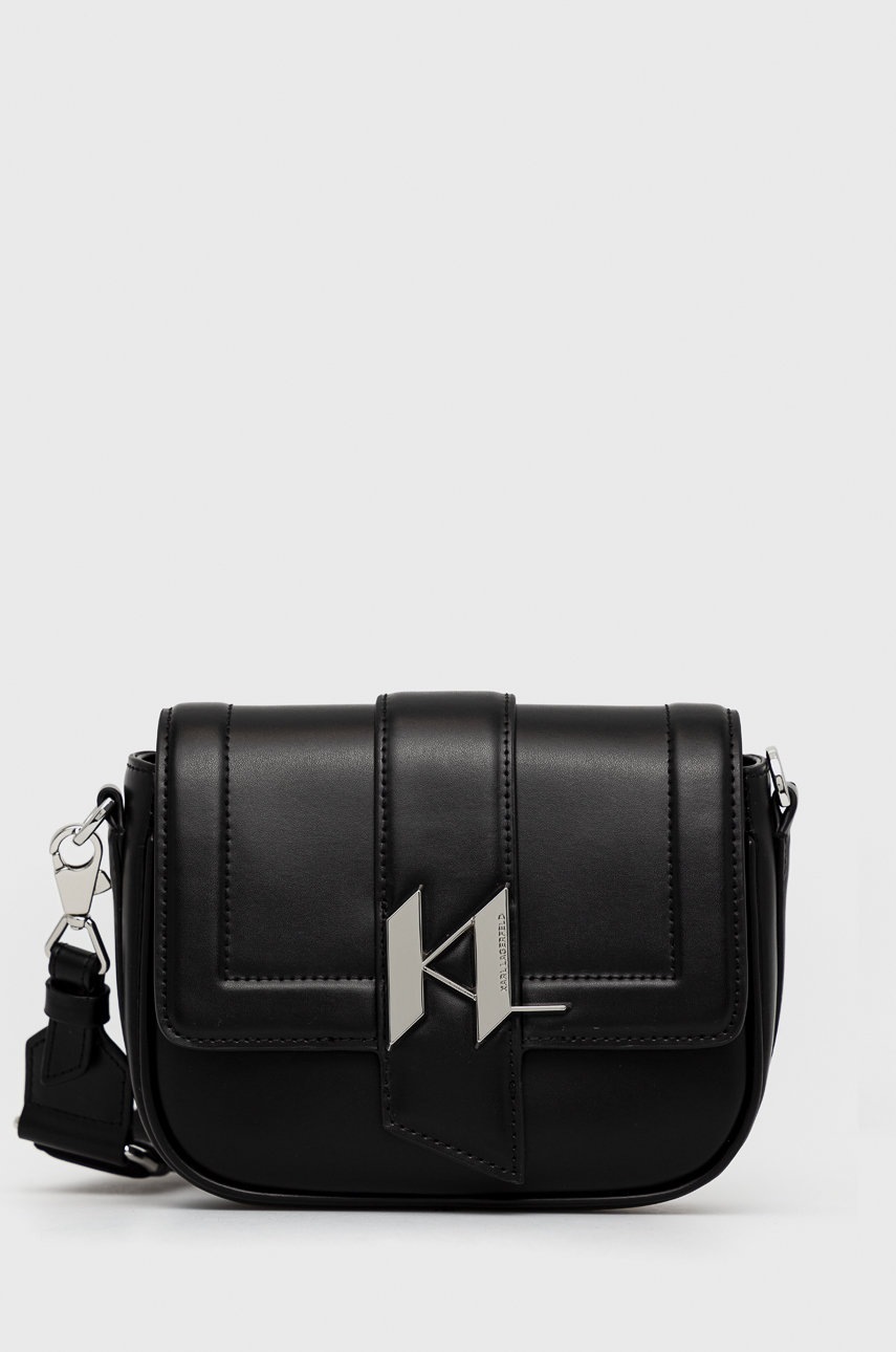 

Кожена чанта Karl Lagerfeld в черно, Черен
