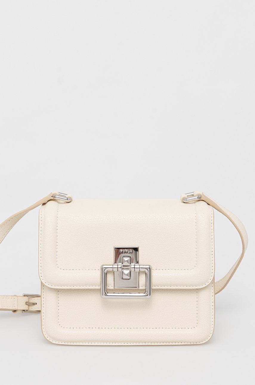 

Кожена чанта Furla в кремаво, Бежов