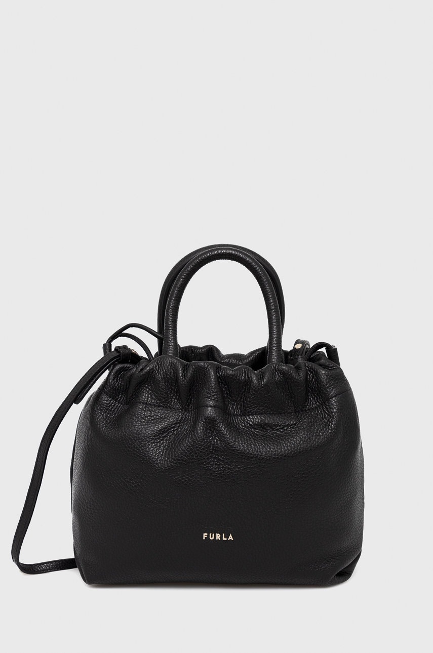 

Кожена чанта Furla в черно, Черен