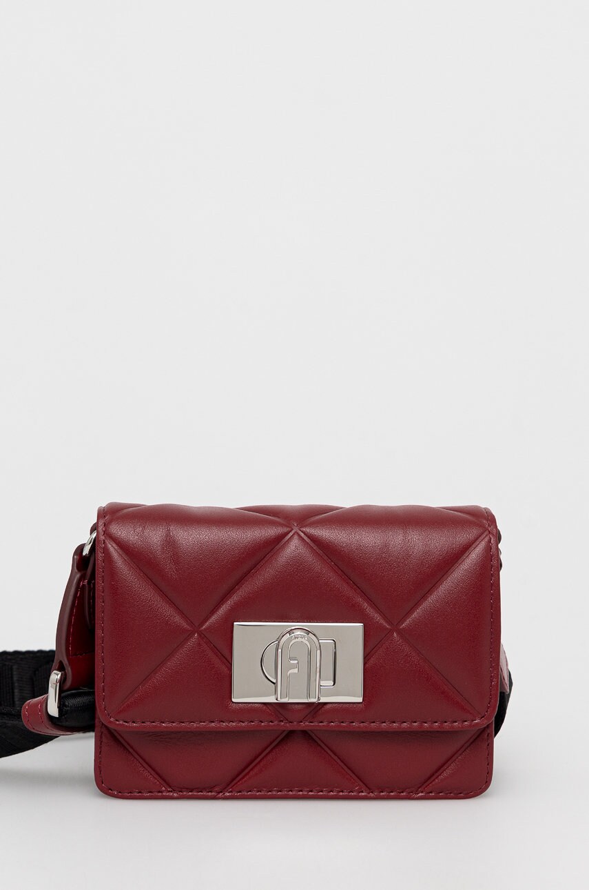 Furla poșetă de piele culoarea bordo