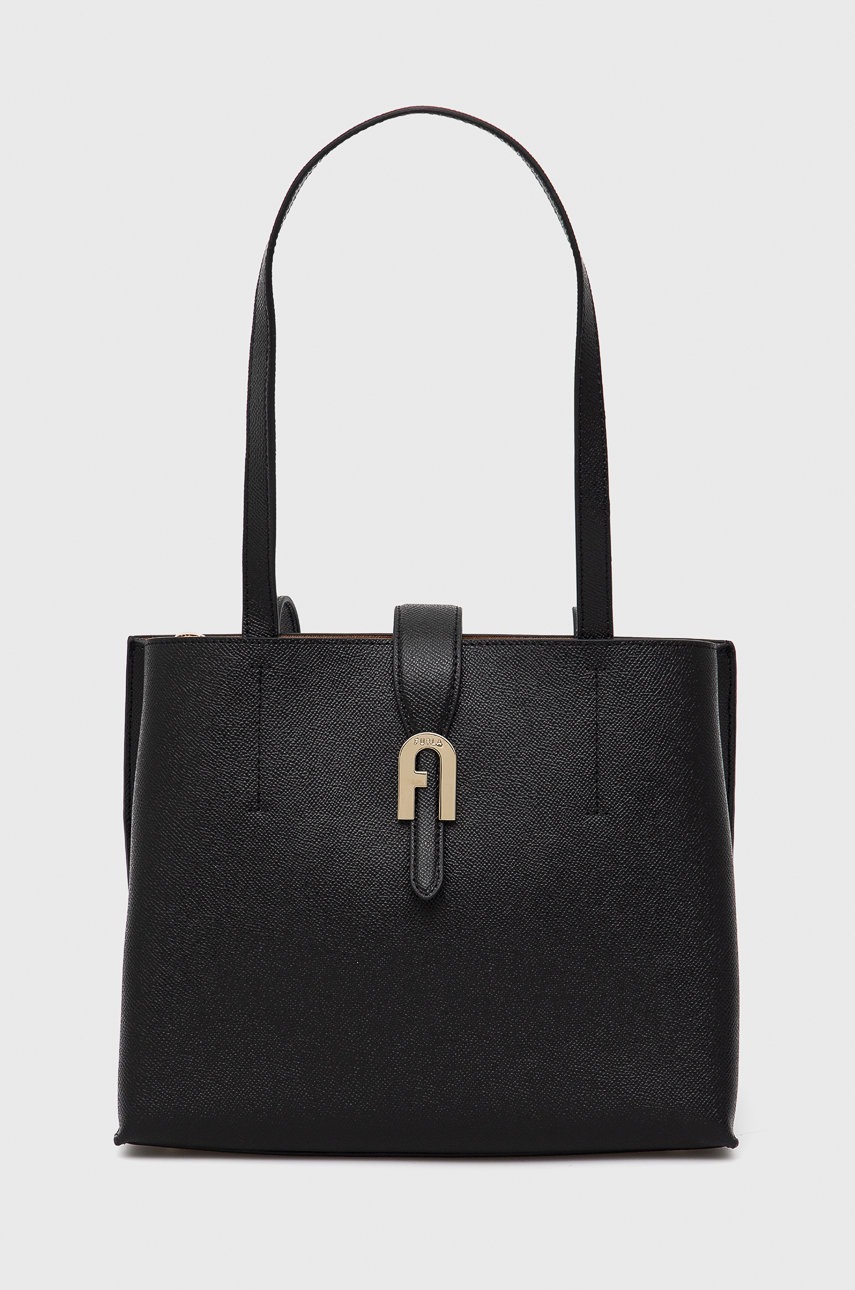 

Кожена чанта Furla Sofia в черно, Черен